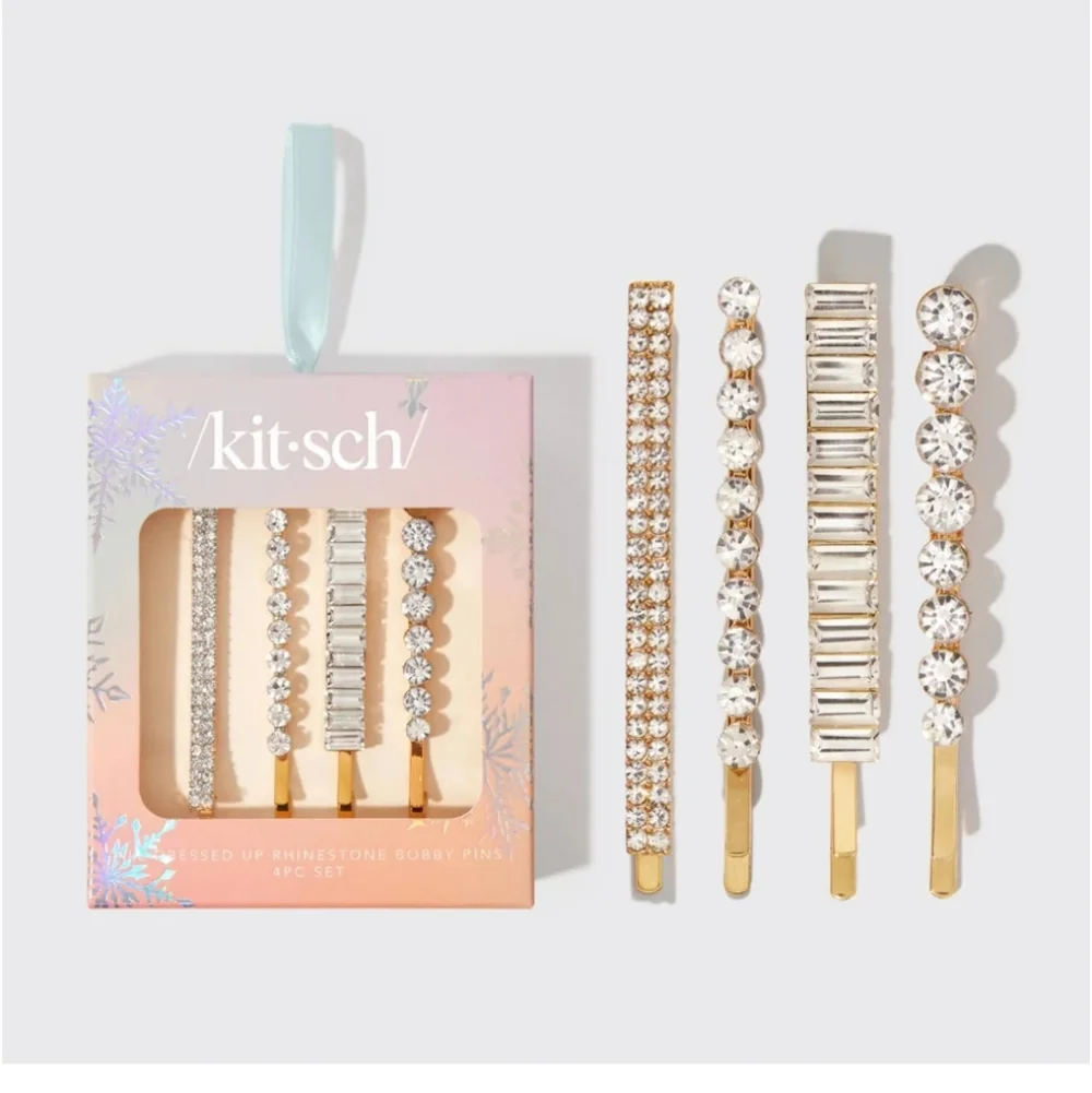 Kitsch All Dressed Up Rhinestone Bobby Pins 4 Piece Set
